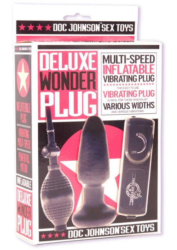 Deluxe Wonder Plug Inflatable Vibrating Plug Black