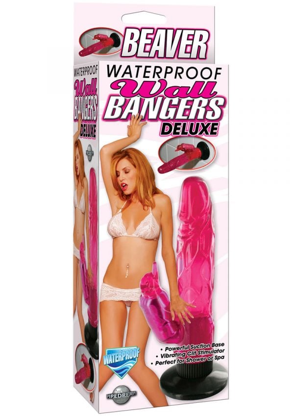Beaver Wall Bangers Deluxe Vibrating Suction Dong Waterproof 8.5 Inch Pink