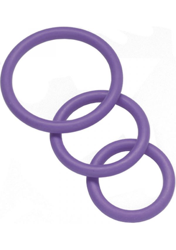 Nitrile Cock Ring Set 3 Sizes Per Pack Purple