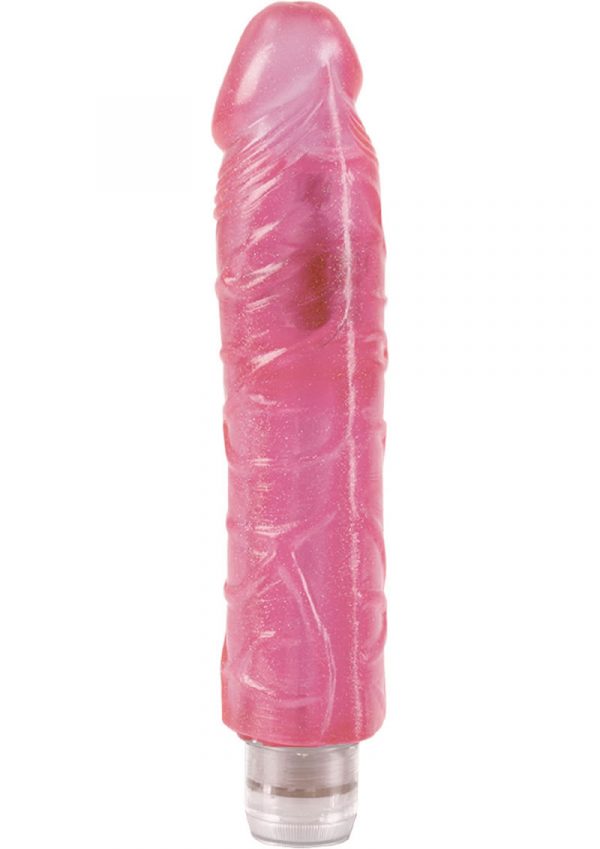 DR Z GLITTER GELS VIBRATING DONG 7 INCH PINK