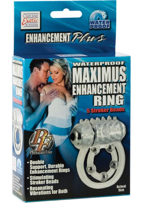 Waterproof Maximus Enhancement Ring With 5 Stroker Beads Clear