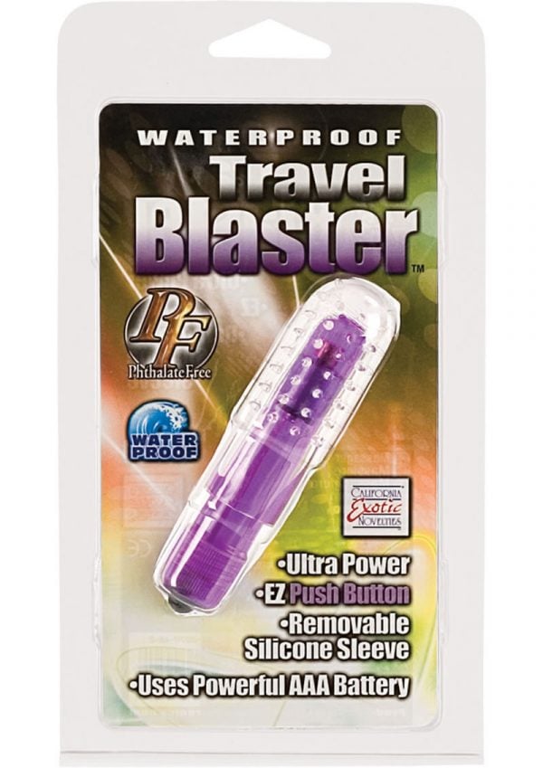 Waterproof Travel Blasters Massager With Silicone Sleeve Purple