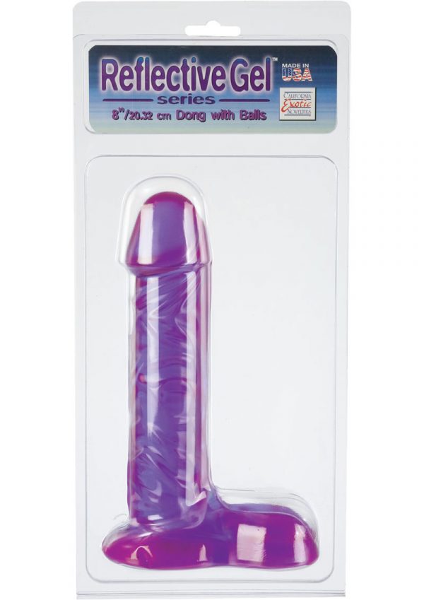 REFLECTIVE GEL SERIES DONG WITH BALLS 6 INCH PURPLE