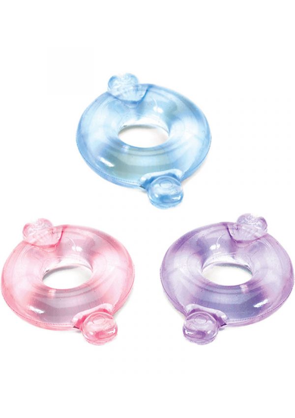 Elastomer Stretch To Fit Cock Ring 3 Pack Assorted Color