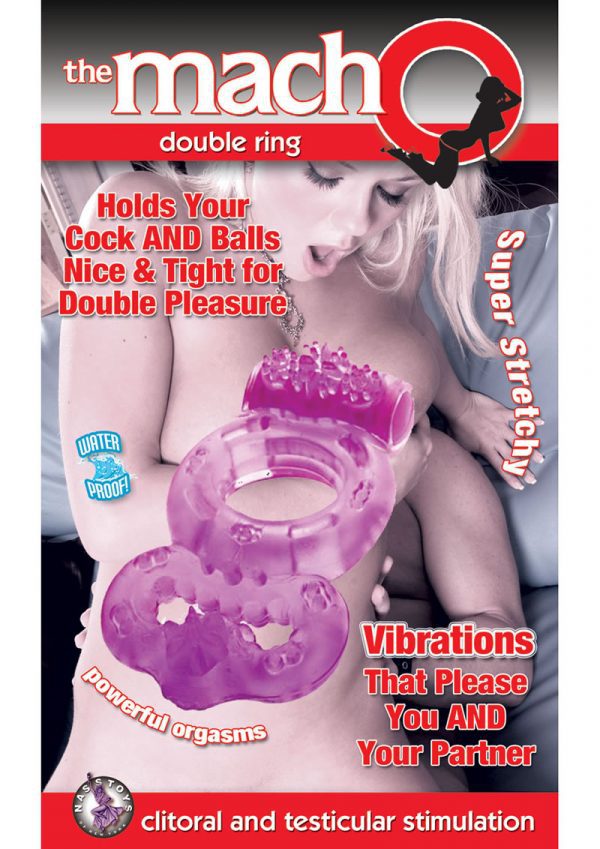 The Macho Double Ring Clitoral And Testicular Stimulation Vibrating Cockring Waterproof Purple