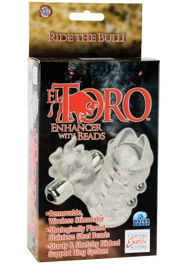 El Toro Enhancer With Beads With Removable Stimulator Waterproof 3.5 Inch Clear