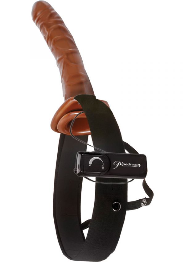 Fetish Fantasy Series Chocolate Dream Vibrating Hollow Strap On Brown 10 Inch