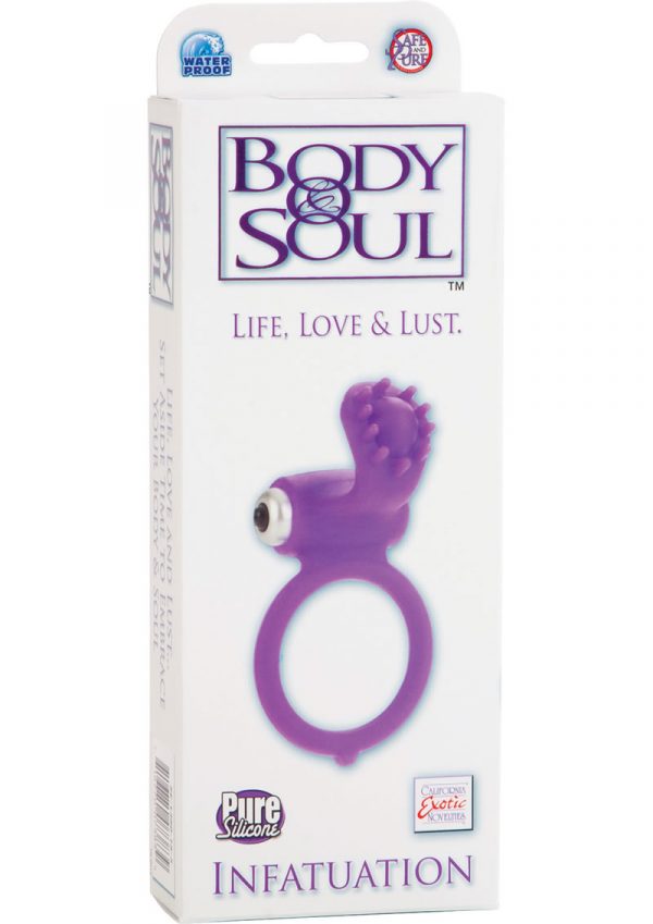 Body And Soul Infatuation Silicone Cockring Waterproof Purple 1.5 Inch Diameter