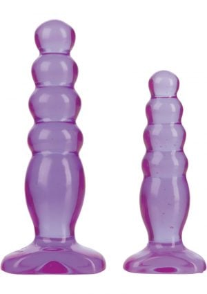 Crystal Jellies Anal Delight Traner Kit Butt Plugs Purple 2ea Per Kit