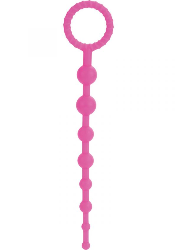 Booty Call X-10 Silicone Anal Beads Pink 8 Inch