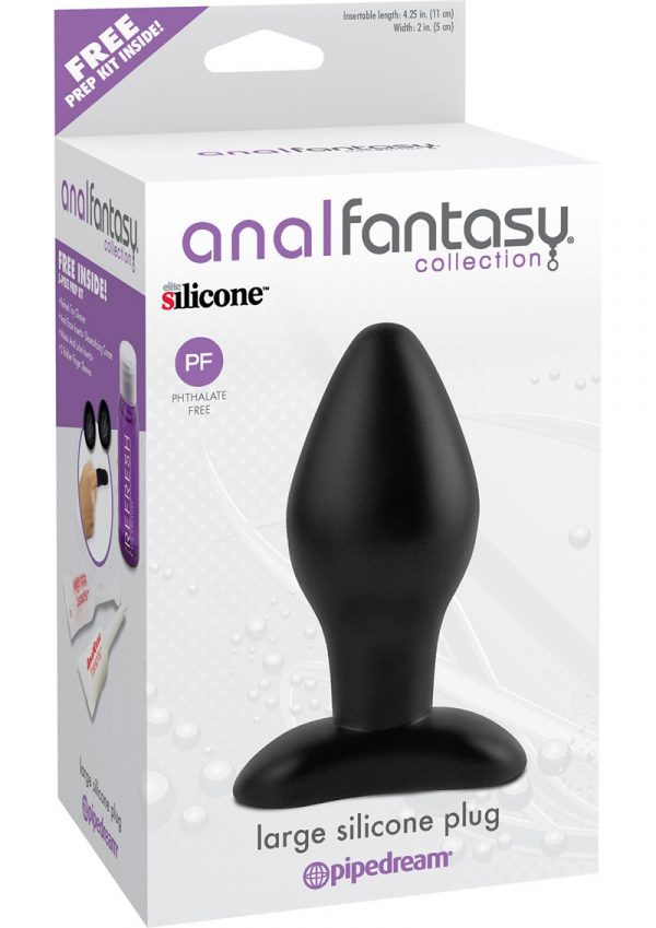 Anal Fantasy Collection Large Silicone Plug Black 4.25 Inch