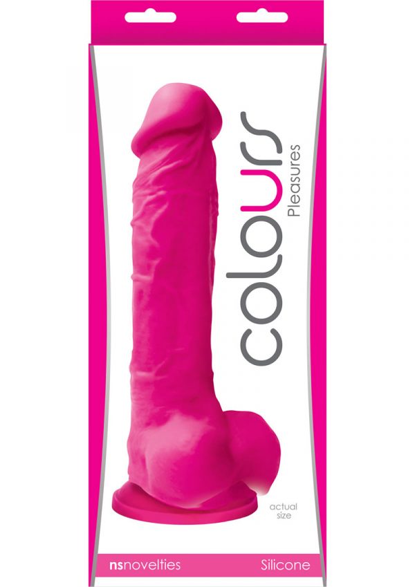Colours Pleasures 8in Silicone Dong With Balls - Pink