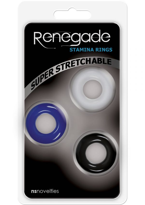 Renegade Stamina Rings Assorted Colors 3 Cock Rings Per Pack