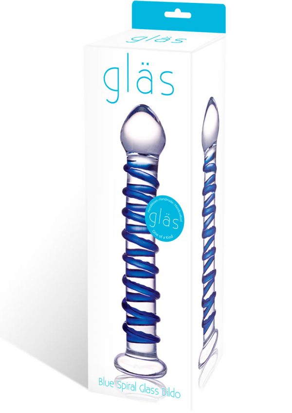 Glas Blue Spiral Glass Dildo