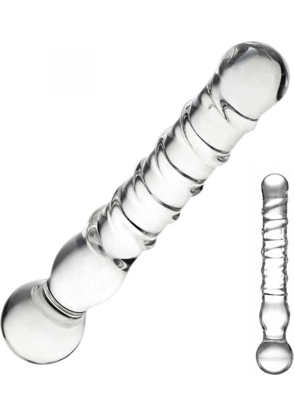 Joystick Textured Glass Dildo Clear