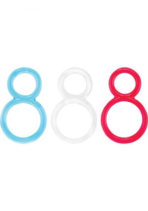 Ofinity Super Stretchy Double Silicone Cockring Waterproof Assorted Colors 6 Each Per Box