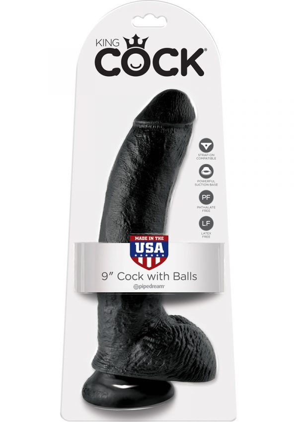 King Cock Realistic Dildo With Balls Black 9 Inch