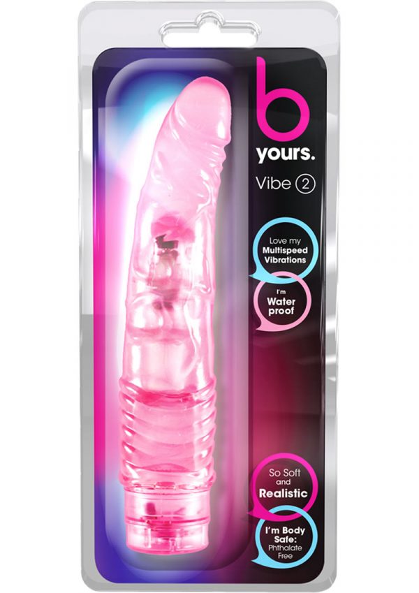 B Yours Vibe 02 Realistic Jelly Vibrator Waterproof Pink 9 Inch