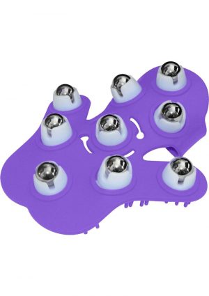 Fuzu Glove Massager features  360 degree rolling balls  Length 6 Inches  Purple