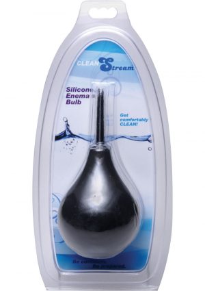 Clean Stream Thin Tip Silicone Enema Bulb Black Holdes 225 Millilliters