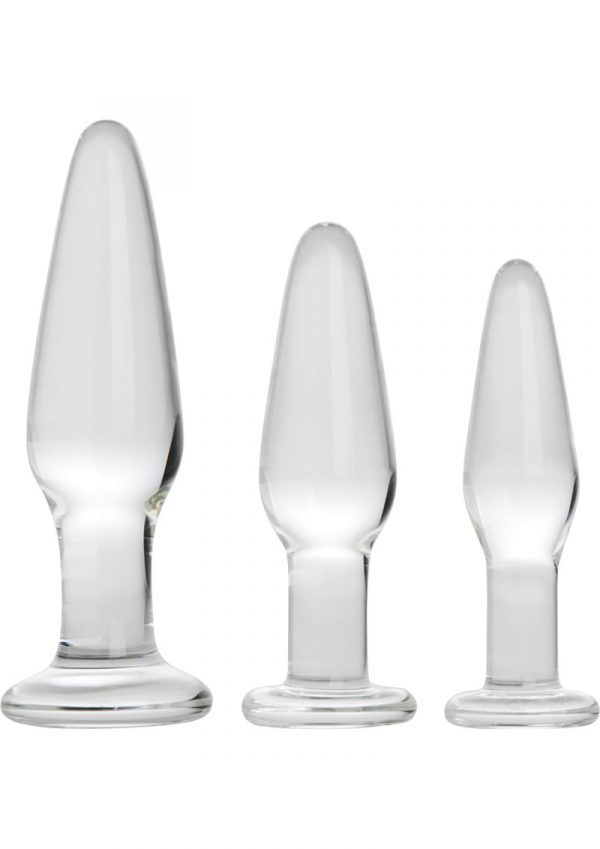 Prisms Dosha Glass Anal Plugs Clear 3 Each Per Kit