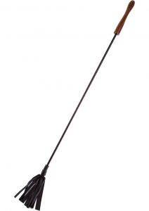 Rouge Wooden Handle Leather Riding Crop Black