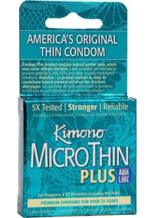 Kimono MicroThin Plus Auq Lube Condoms 3 Pack