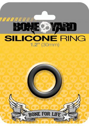 Bone Yard Silicone Ring Cockring Black 1.2 Inch Diameter