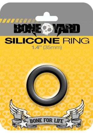 Bone Yard Silicone Ring Cockring Black 1.4 Inch Diameter