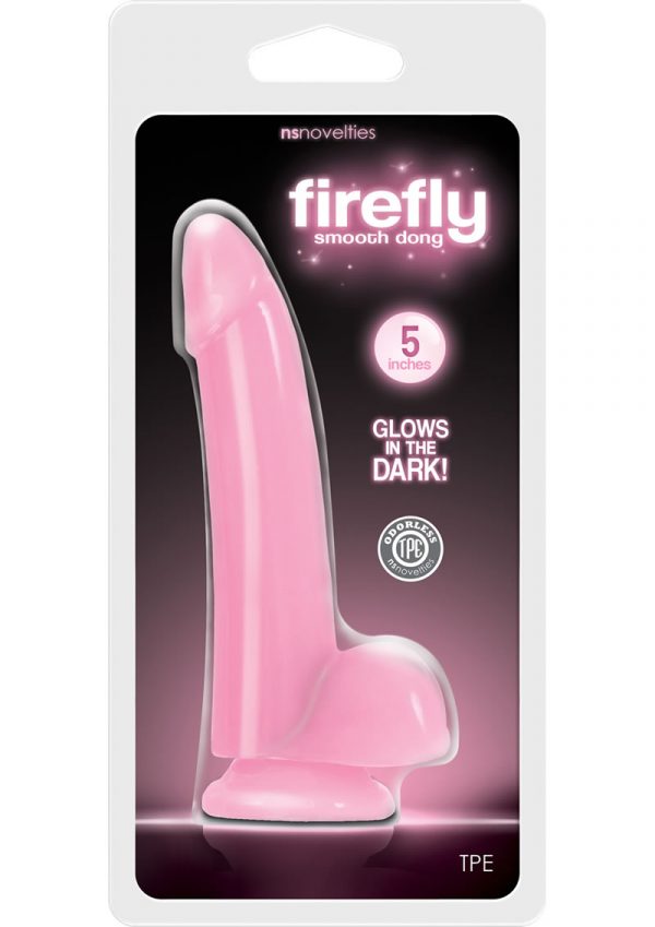 Firefly Smooth Dong With Balls 5in Glow In The Dark - Pink