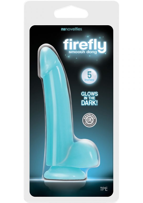 Firefly Smooth Dong With Balls 5in Glow In The Dark - Blue