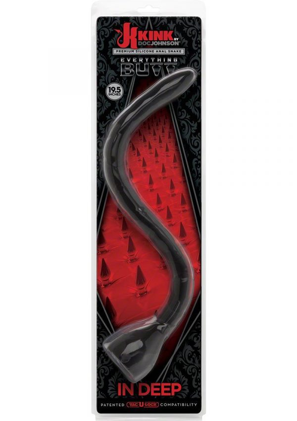 Kink In Deep Silicone Anal Snake Black 19.5 Inch