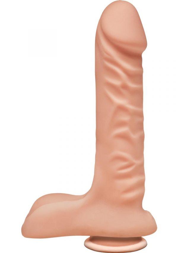 The D Super D Dual Density Ultraskin Realistic Dong With Balls Vanilla 7 Inch