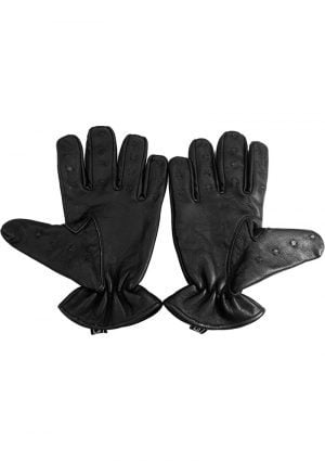 Rouge Leather Vampire Gloves Black Large