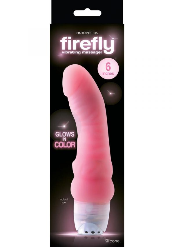 Firefly Vibrating Massager 6in Silicone Glow In The Dark - Pink