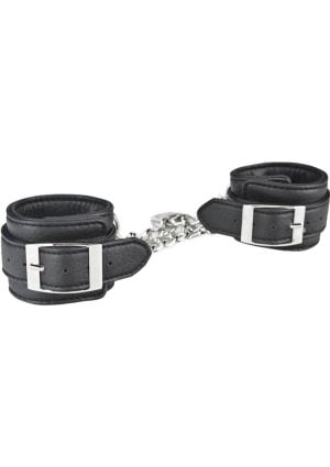 Lux Fetish Unisex Leatherette Cuffs Adjustable Black