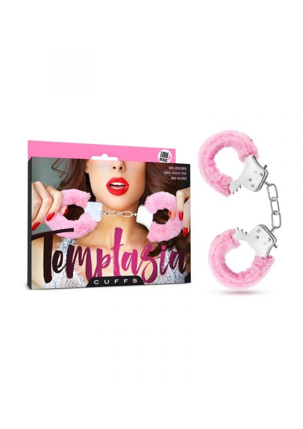 Temptasia Cuffs Adjustable Furry Hand Cuffs With Keys Pink