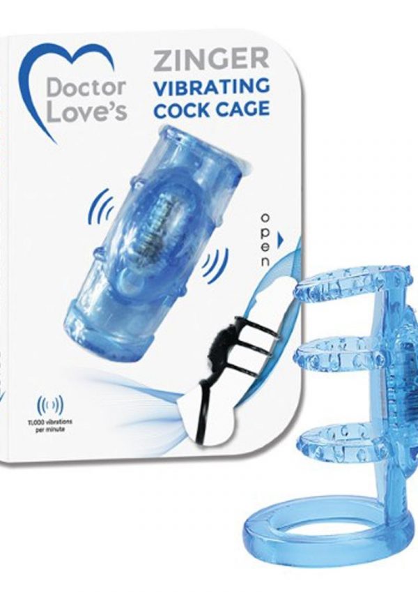 Doctor Love`s Zinger Vibrating Cock Cage Blue