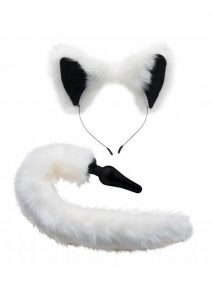 Tailz White Fox Tail Silicone Anal Plug And Ears Set