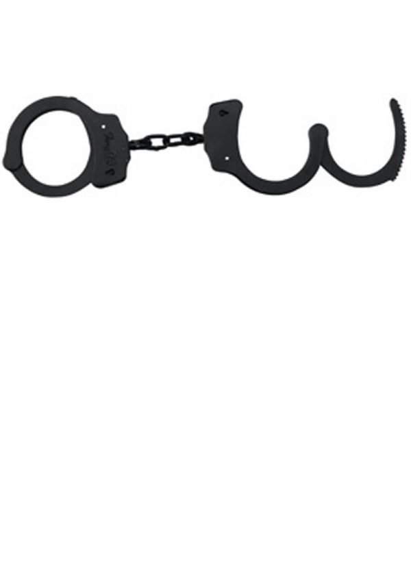 Black Coated Steel Handcuffs With Double Lock Black