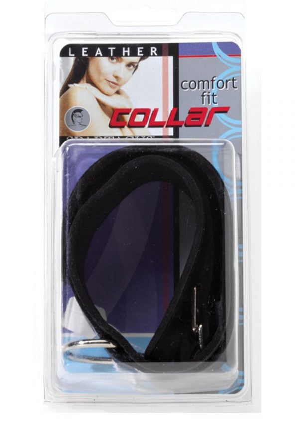 Double Strap Comfort Cut Leather Collar Black