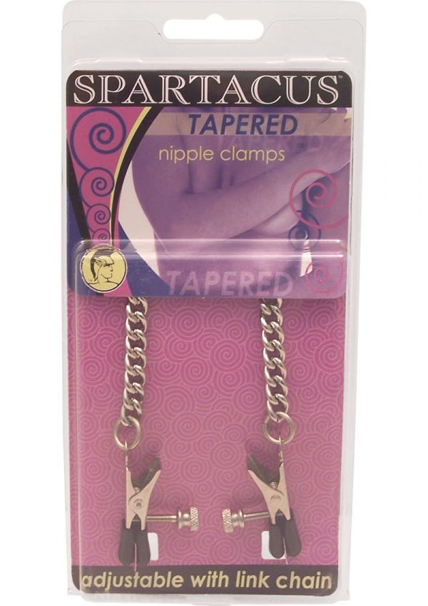 Adjustable Tapered Tip Nipple Clamps With Link Chain Silver