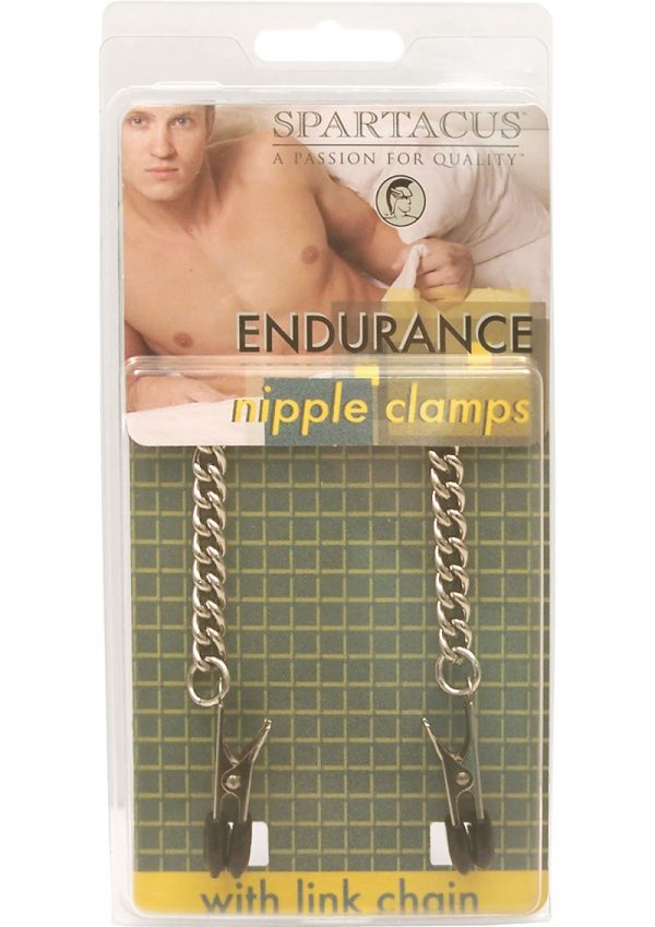 Endurance Broad Tip Nipple Clamps With Link Chain Silver