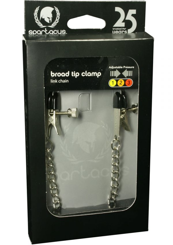 Adjustable Broad Tip Nipple Clamps With Link Chain Silver