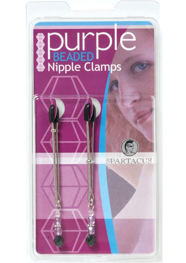Purple Beaded Nipple Clamps With Tweezer Tip Purple