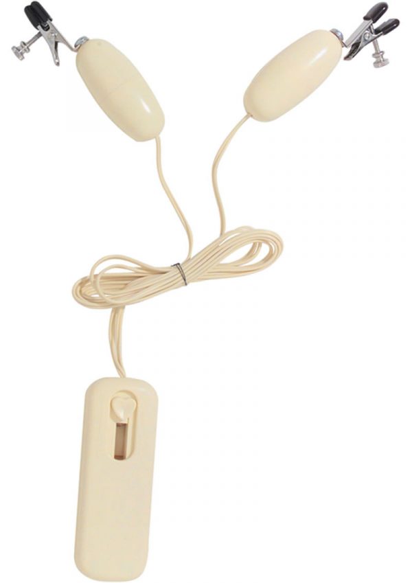Ivory Vibrating Nipple Clamps With Broad Tip Ivory