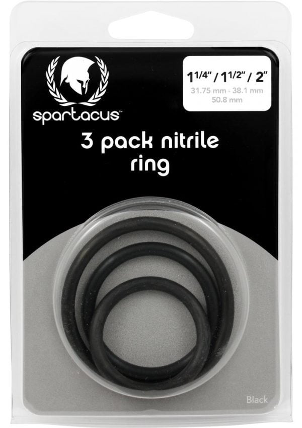Nitrile Cock Ring Set 3 Sizes Per Pack Black