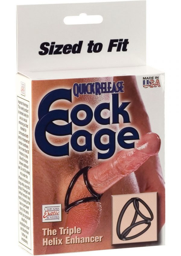 Quick Release Cock Cage The Triple Helix Enhancer Sized To Fit Black