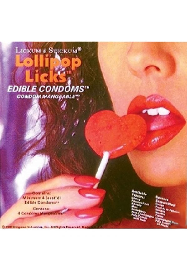 Lickum And Stickum Lollipop Licks Edible Condoms 4 Pack
