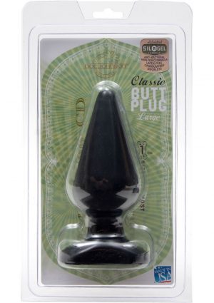 Classic Butt Plug Large Sil A Gel 6 Inch Large Black